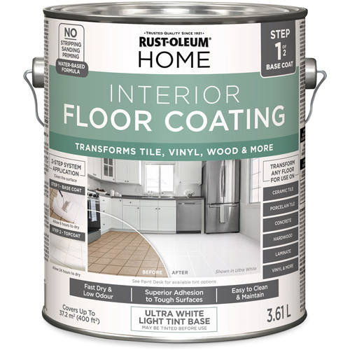 Couche de fond pour syst&egrave;me de rev&ecirc;tement de plancher int&eacute;rieur &agrave; la maison, 3,61 L, &agrave; l'eau, Tr&egrave;s mat, Base &agrave; teinter/Blanc Auto-Cam
