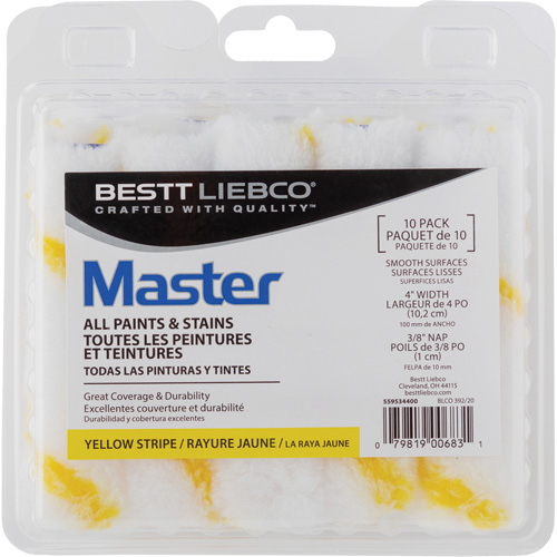 Master Yellow Stripe Mini Roller, 10 mm (3/8") Nap, 101.6 mm (4") L Auto-Cam