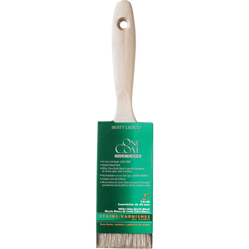 One Coat Trim & Wall Brush, White China, Wood Handle, 2" Width Auto-Cam