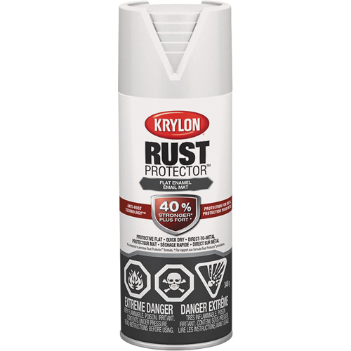 Rust Protector&reg; Enamel Paint, White, Very Flat, 12 oz., Aerosol Can Auto-Cam