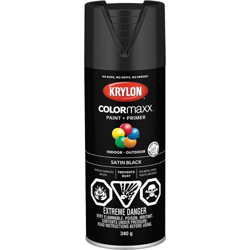 Appr&ecirc;t + peinture COLORmaxx, Noir, Semi-mat, 12 oz, Canette a&eacute;rosol Auto-Cam