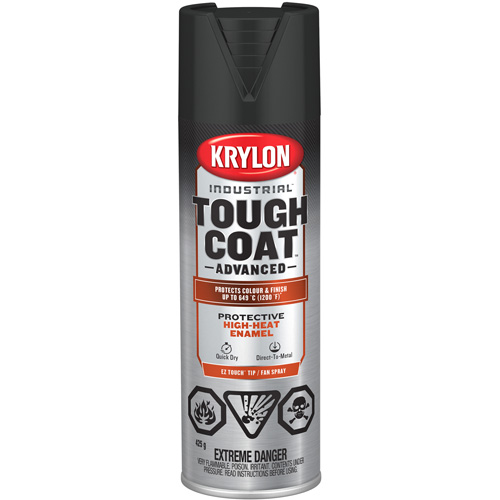 Peinture industrielle &agrave; chaleur &eacute;lev&eacute;e Tough Coat Advanced, Noir haute temp&eacute;rature, Plat, 425 g, Canette a&eacute;rosol Auto-Cam