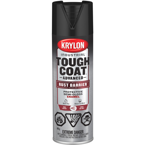 Peinture Tough Coat avec technologie Rust Barrier, Noir, Semi-brillant, 425 g, Canette a&eacute;rosol Auto-Cam