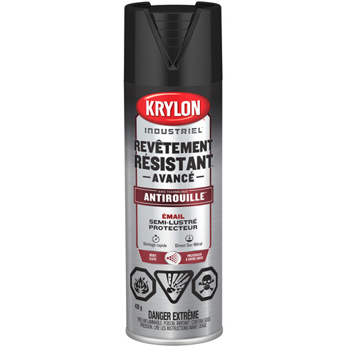 Peinture Tough Coat avec technologie Rust Barrier, Noir, Semi-brillant, 425 g, Canette a&eacute;rosol Auto-Cam