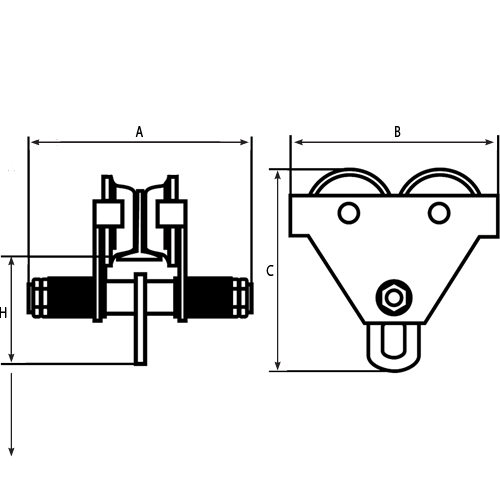 Adjustable Trolleys, 1000 lbs. (0.5 tons) Auto-Cam