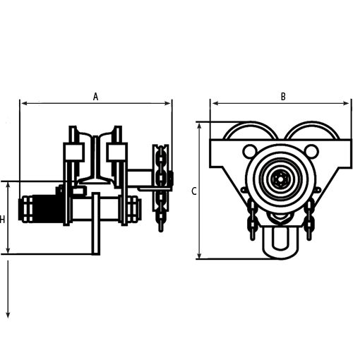 Chariots ajustables, 1000 lb (0,5 tonne) Capacit&eacute;, 2-11/16" - 5-1/4" Auto-Cam