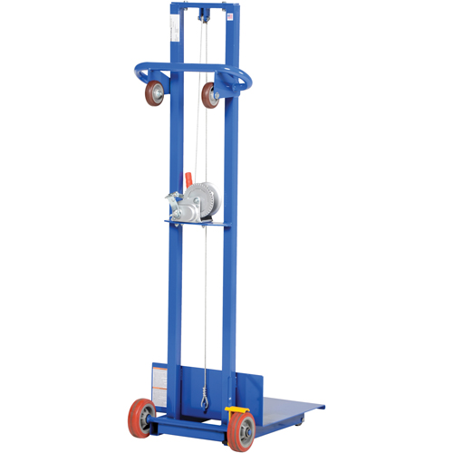 Platform Lift Stacker, Hand Winch Operated, 400 lbs. Capacity, 58" Max Lift Auto-Cam