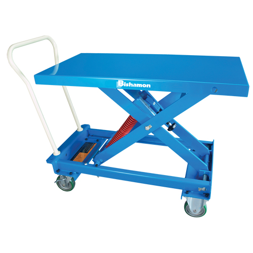 Table de travail mobile avec nivellement automatique &agrave; ciseaux MobiLeveler, 27-3/5" lo x 17-4/5" la, Acier, Capacit&eacute; 220 lb Auto-Cam