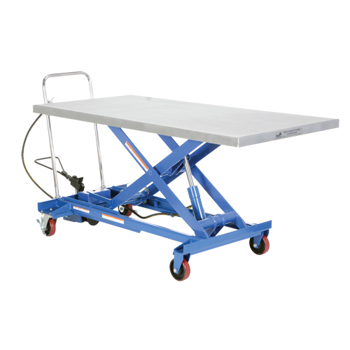 Pneumatic Hydraulic Scissor Lift Table, Steel, 63" L x 31-1/2" W, 1000 lbs. Cap. Auto-Cam