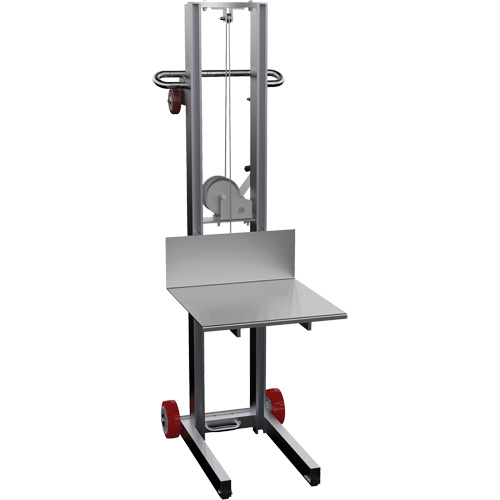 Platform Lift Stacker, Hand Winch Operated, 400 lbs. Capacity, 58" Max Lift Auto-Cam