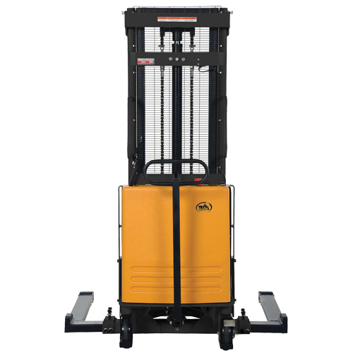 Fork Lift Stacker, Electric Operated, 2000 lbs. Capacity, 118" Max Lift Auto-Cam