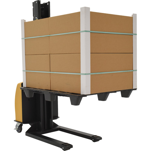 Narrow Mast Powered Lift Stacker, Electric Operated, 1000 lbs. Capacity, 63" Max Lift Auto-Cam