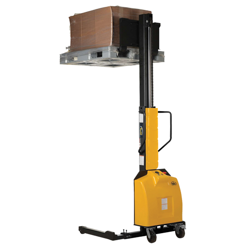 Narrow Mast Powered Lift Stacker, Electric Operated, 1500 lbs. Capacity, 98" Max Lift Auto-Cam