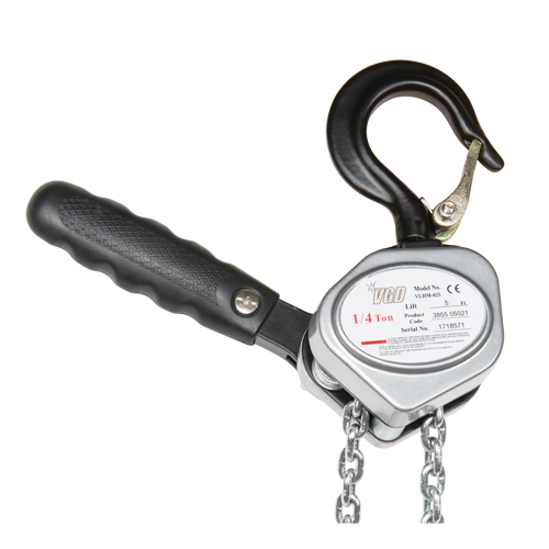 Mini palan &agrave; levier, Lev&eacute;e 5', Cabacit&eacute; 1100 lb (0,55 tonne), Chaîne en Zingu&eacute; Auto-Cam