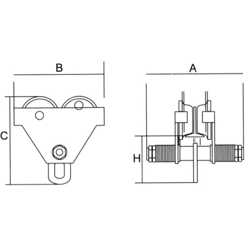 Adjustable Trolley with Safety Plates, 2000 lbs. (1 tons) Auto-Cam