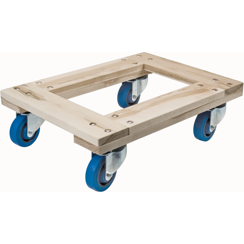 Wood Dollies - Heavy-Duty, Rubber Wheels, 1400 lbs. Capacity, 18" W x 30" D x 7" H Auto-Cam