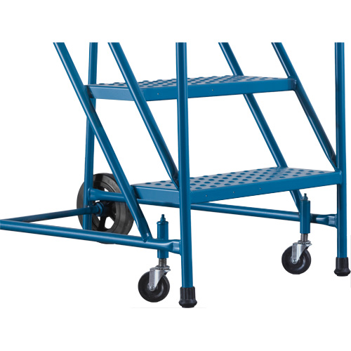 CSA-Certified Rolling Step Ladder, 4 Steps, 22" Step Width, 37" Platform Height, Steel Auto-Cam