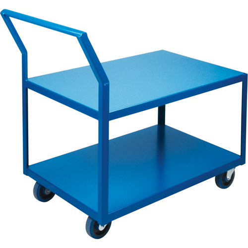 Heavy-Duty Low Profile Shop Carts, 2 Tiers, 18" W x 30" D x 40" H, 1200 lbs. Cap. Auto-Cam