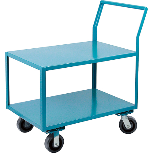 Heavy-Duty Low Profile Shop Carts, 2 Tiers, 30" W x 60" D x 41" H, 2400 lbs. Cap. Auto-Cam