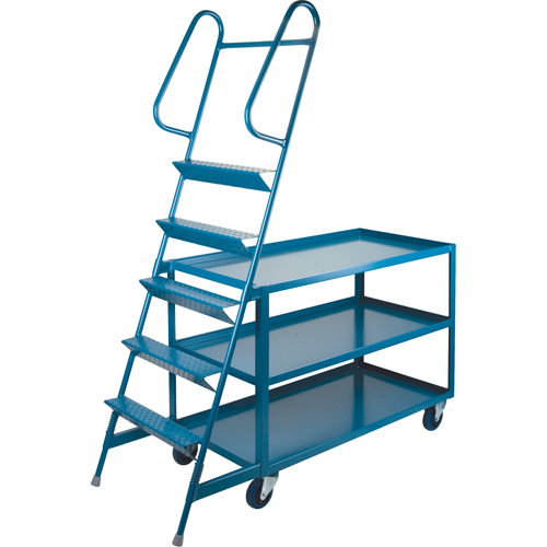 Stock Picking Carts, Steel, 24" W x 64" D, 3 Shelves, 1200 lbs. Capacity Auto-Cam