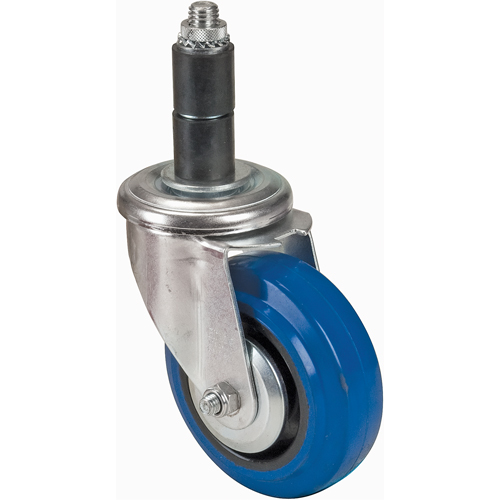 Roulette en caoutchouc &agrave; tige, Pivotant, Diam&egrave;tre 4" (101,6 mm) Auto-Cam