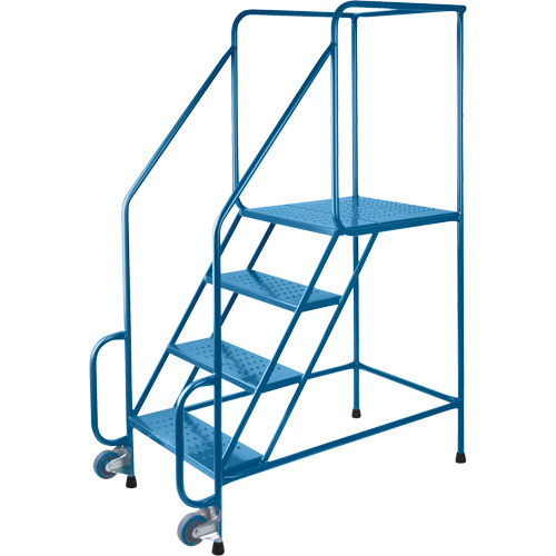 Tilt-N-Roll Ladders, Steel, 4 Steps, 22" Wide, 24" D x 38" H Top Step Auto-Cam