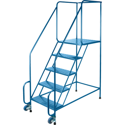 Tilt-N-Roll Ladders, Steel, 6 Steps, 22" Wide, 24" D x 56" H Top Step Auto-Cam