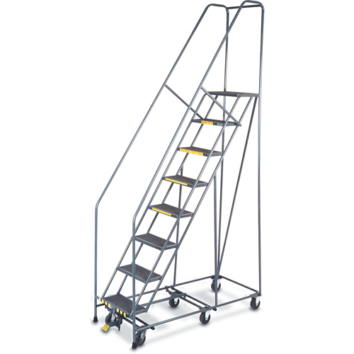 All Directional Ladders, 9 Steps, 24" Step Width, 90" Platform Height, Steel Auto-Cam