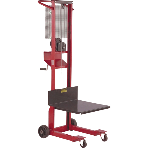 Platform Lift Stacker, Hand Winch Operated, 500 lbs Capacity, 54" Max Lift Auto-Cam