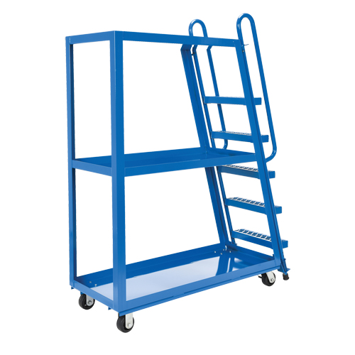 Stock Picking Cart, Steel, 21-7/8" W x 56-1/8" D, 3 Shelves, 1000 lbs. Capacity Auto-Cam
