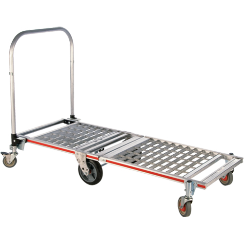 Six Wheel Folding Platform Truck, Aluminum, 1550 lbs., 61-7/8" L x 23-1/4" W, 39" High Auto-Cam