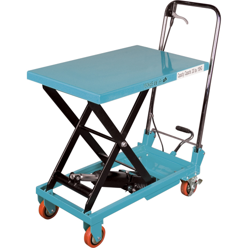 Heavy-Duty Hydraulic Scissor Lift Table, 27-1/2" L x 17-3/4" W, Steel, 330 lbs. Capacity Auto-Cam
