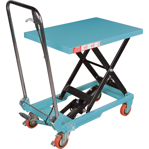 Heavy-Duty Hydraulic Scissor Lift Table, 27-1/2" L x 17-3/4" W, Steel, 330 lbs. Capacity Auto-Cam
