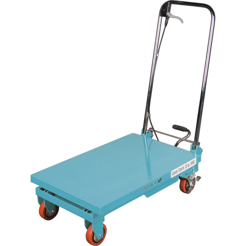 Heavy-Duty Hydraulic Scissor Lift Table, 27-1/2" L x 17-3/4" W, Steel, 330 lbs. Capacity Auto-Cam