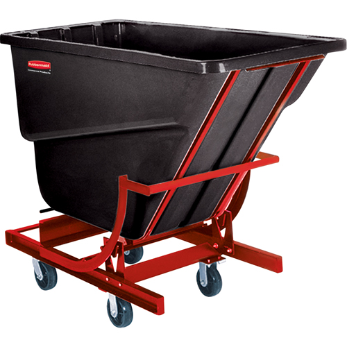 Self-Dumping Hopper, Plastic/Polyethylene, 1 cu.yd., Black Auto-Cam