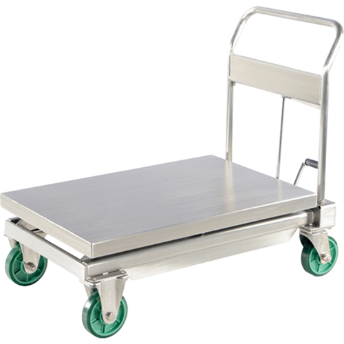 Hydraulic Scissor Lift Table, 35-1/2" L x 19-3/4" W, Stainless Steel, 1100 lbs. Capacity Auto-Cam
