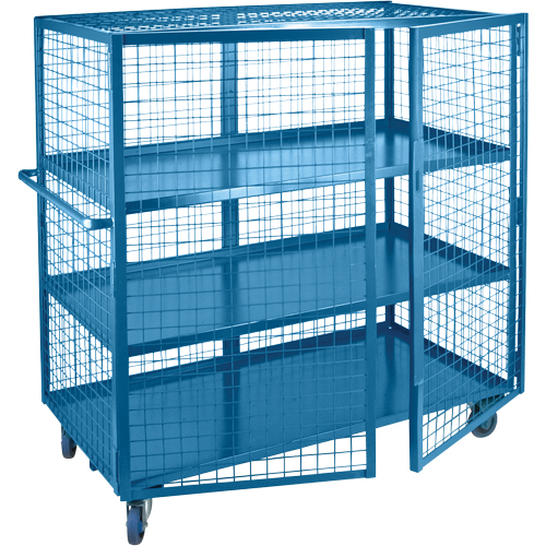 Wire Mesh Truck, 3 Tiers, 63" L x 32" W x 62.5" H, 1200 lbs. Cap. Auto-Cam