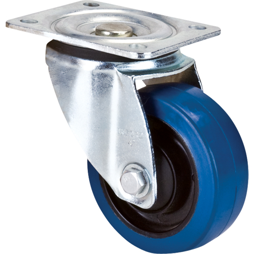 Blue Caster, Swivel, 4" (101.6 mm), Rubber, 350 lbs. (158.8 kg.) Auto-Cam