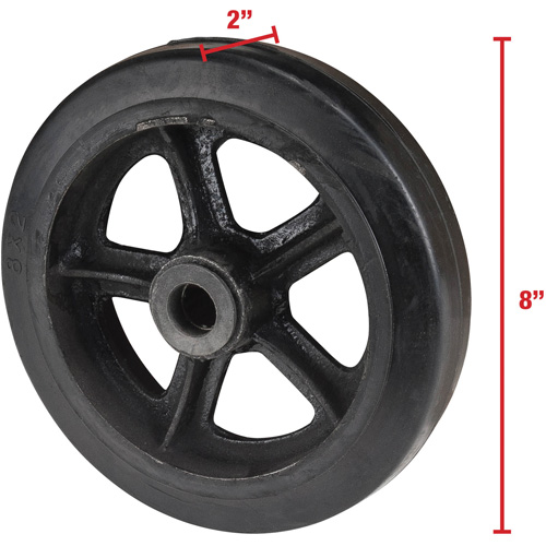 Mold-On Rubber Wheel, 8" (203 mm) Dia. x 2" (51 mm) W, 400 lbs. (181 kg.) Capacity Auto-Cam