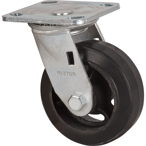 Roulette moul&eacute;, Pivotant, 5" (127 mm), Caoutchouc, 440 lb (199 kg) Auto-Cam
