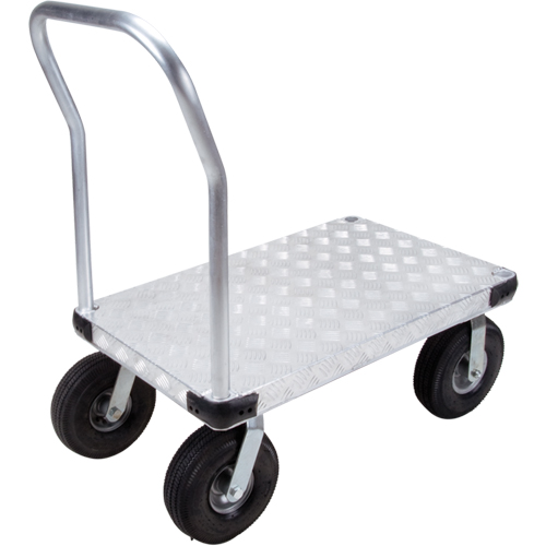 Aluminum Platform Truck, 24" W x 36" L, 1600 lbs. Cap., Pneumatic Wheels Auto-Cam