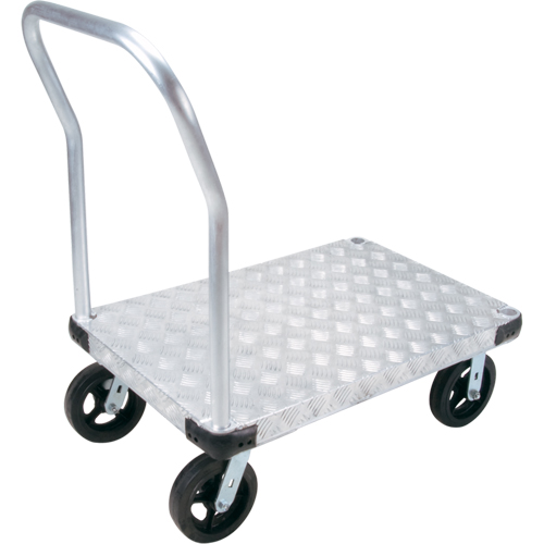 Aluminum Platform Truck, 24" W x 36" L, 2000 lbs. Cap., Mold-on Rubber Wheels Auto-Cam