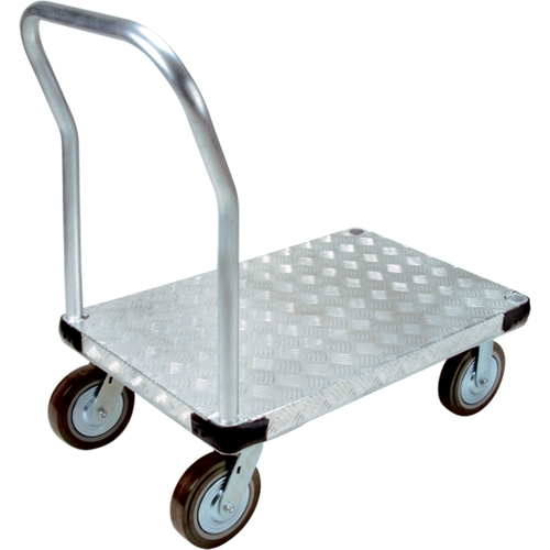 Aluminum Platform Truck, 24" W x 36" L, 4000 lbs. Cap., Polyurethane Wheels Auto-Cam