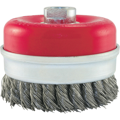 Knot Banded Cup Brush, 4" Dia. x 5/8"-11 Arbor Auto-Cam