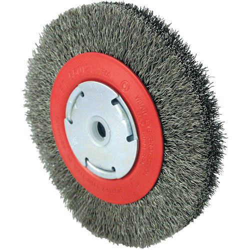 101F-2M Crimped Wire Brush, 6" Dia., 0.014" Fill, 1/2" - 2" Arbor Auto-Cam