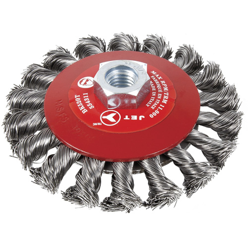 Brosse conique &agrave; fils torsad&eacute;s BK520T, Dia. 5", Arbre 5/8-11 Auto-Cam