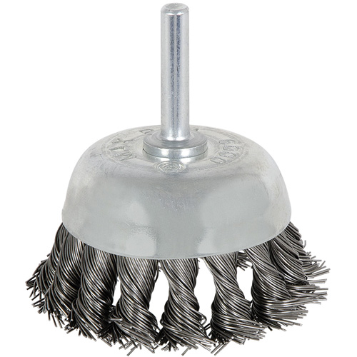 Brosse boisseau &agrave; fils nou&eacute;s torsad&eacute;s mont&eacute; sur mandrin 8046, 1-1/8" dia. Auto-Cam