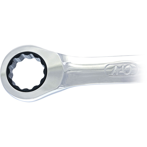 Non-Reversible Long Pattern Ratcheting Combination Wrench, 19 mm, Plain Finish Auto-Cam