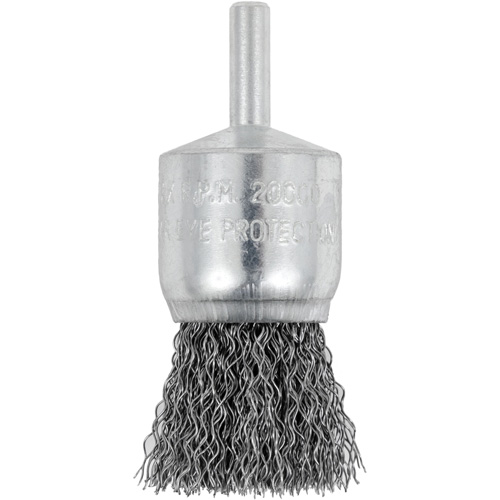 Brosse coupelle sertie mont&eacute;e sur tige, 1", Fils 0,012", Tige 1/4" Auto-Cam
