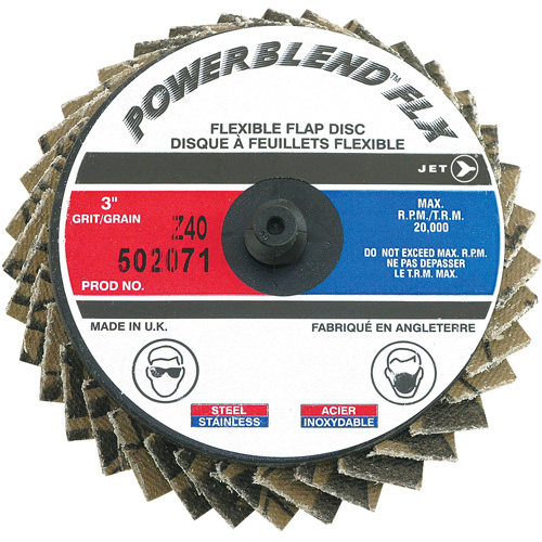 Powerblend FLX Roll-on Flap Disc, 3" x Type R, Z40 Grit, Zirconia Alumina Auto-Cam